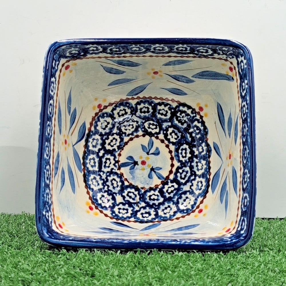Temptations by Tara Cup Square 6 x3 Bowl Old World Royal Blue Floral - Microwave - Picture 3 of 8